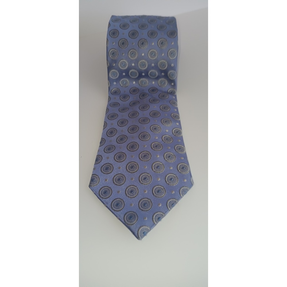 City of London Mens Tie Necktie Silk Blue Dots Grandpacore Old Money Luxury